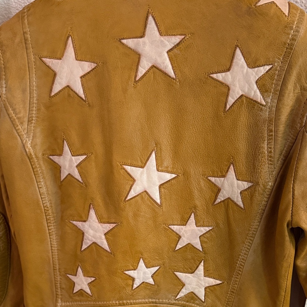 fp Christy sunrise golden tan stars lamb leather Jacket XS regular fit. NWT - Picture 10 of 17